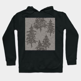 Evergreen Trees - Dark Grey Linen Texture Hoodie